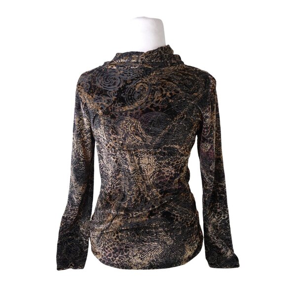 Dusak Design Cowl Neck Velvet Top P/S Black & Gold Long Sleeve - Picture 2 of 7